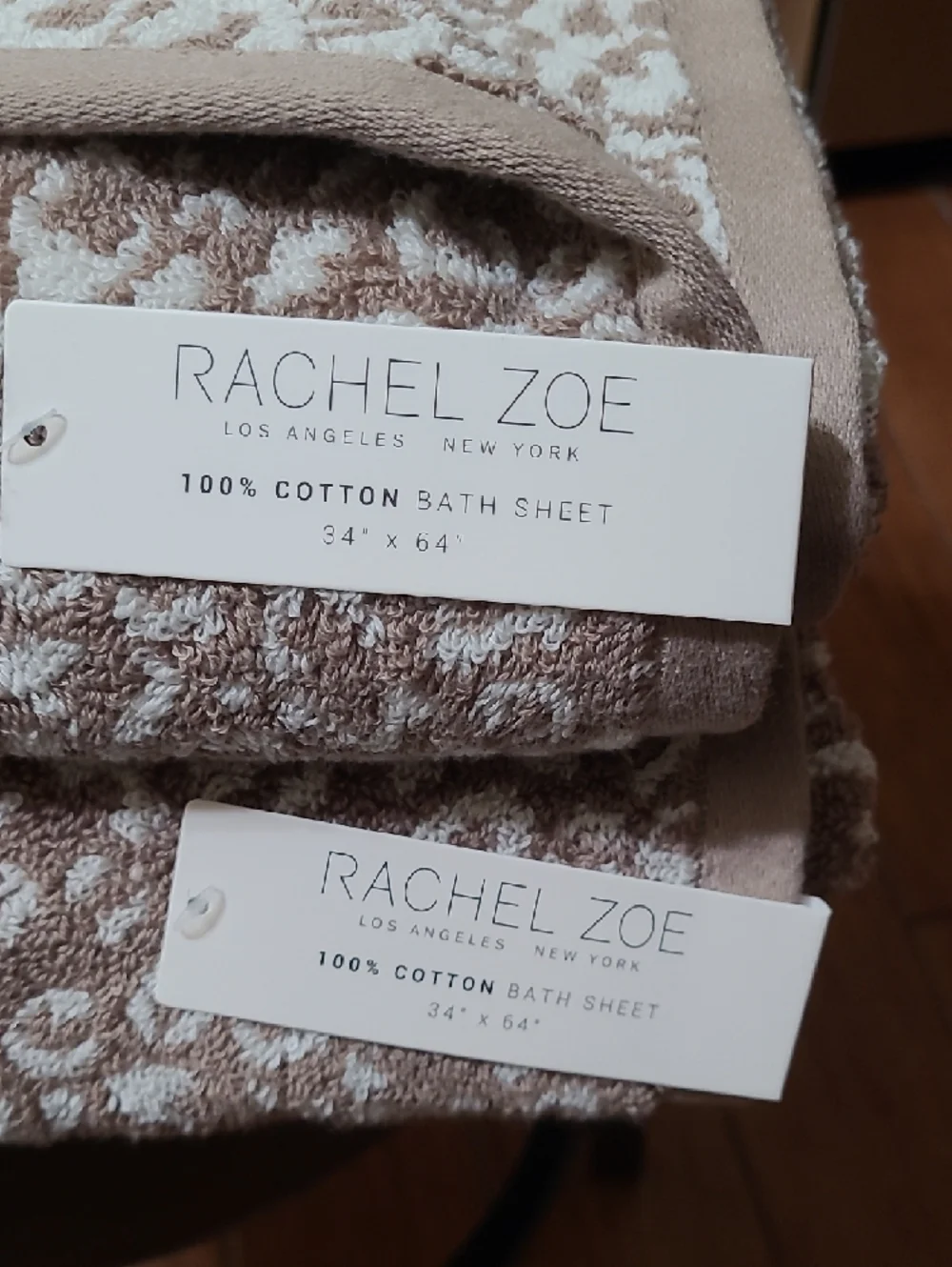 Rachel Zoe Cheetah Mink Coconut Bath Sheet Set